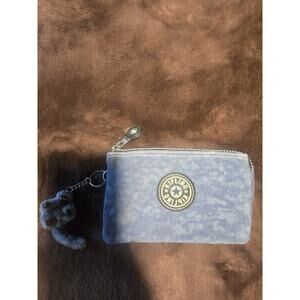 Kipling Creativity Small Pouch Blue Grey Unused with Gorilla Keychain